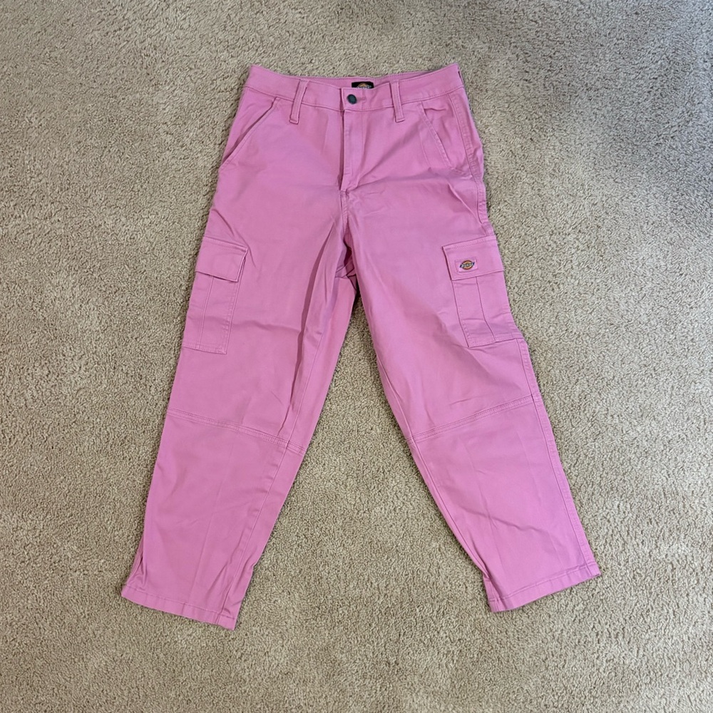 Dickies Relaxed Fit Cropped Cargo Pants Pink